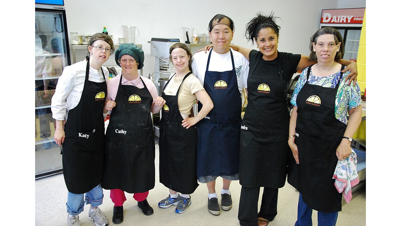 group photo in kitchen